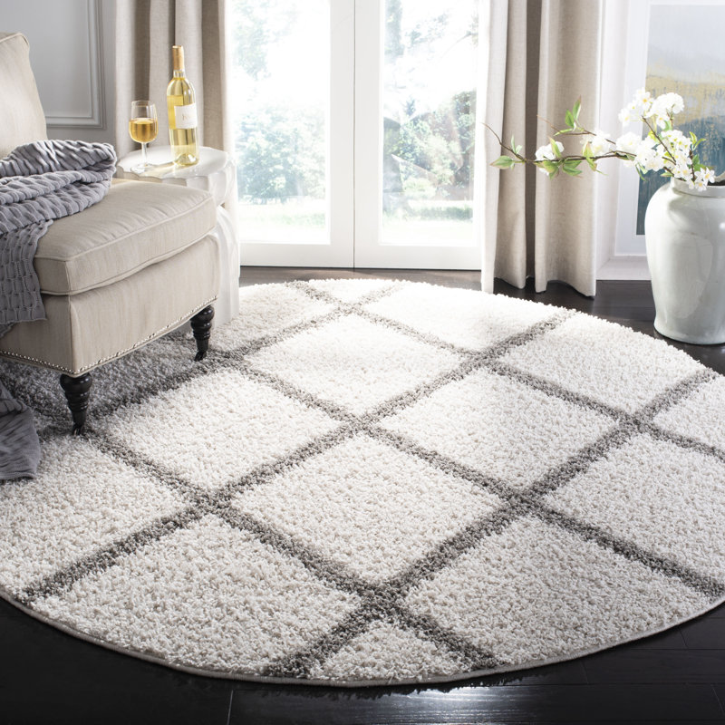 Hudson Geometric Area Rug, Round 91cm, Plush 4.5cm