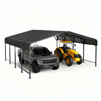 EASYHAWK 20 ft. W x 20 ft. D Galvanized Steel Carport with Sloped Roof