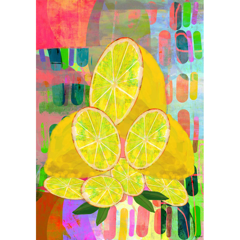 Tropical Citrus Print, Wrapped Canvas, Light Yellow, 40" H x 28" W x 2" D