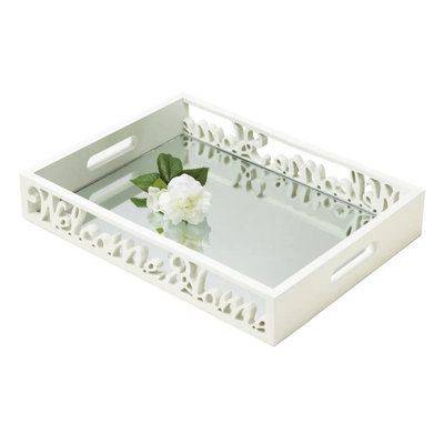 Plateau de miroir Welcome Home | Plateaux d'entrée en métal Script