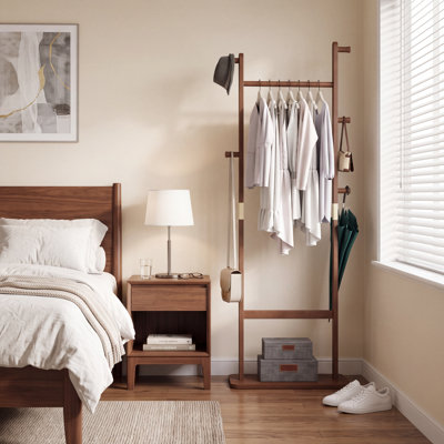 Porte-manteau autoportant en bois massif de 180 cm, cintre en bois écologique pour entrée ou chambre