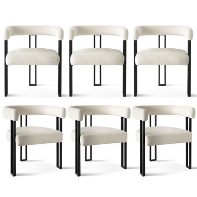 18" Seat Height Upholstered Velvet Kitchen Dining Chair (Set of 6)