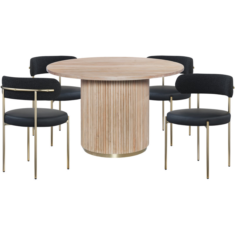 Ensemble de table de salle à manger Meridian Furniture Creekmore + 4 chaises, Noir