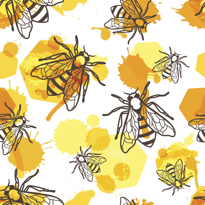 Pottsgrove Linear Bee - Wrapped Canvas Print, 76cm H x 76cm W x 3.8cm D