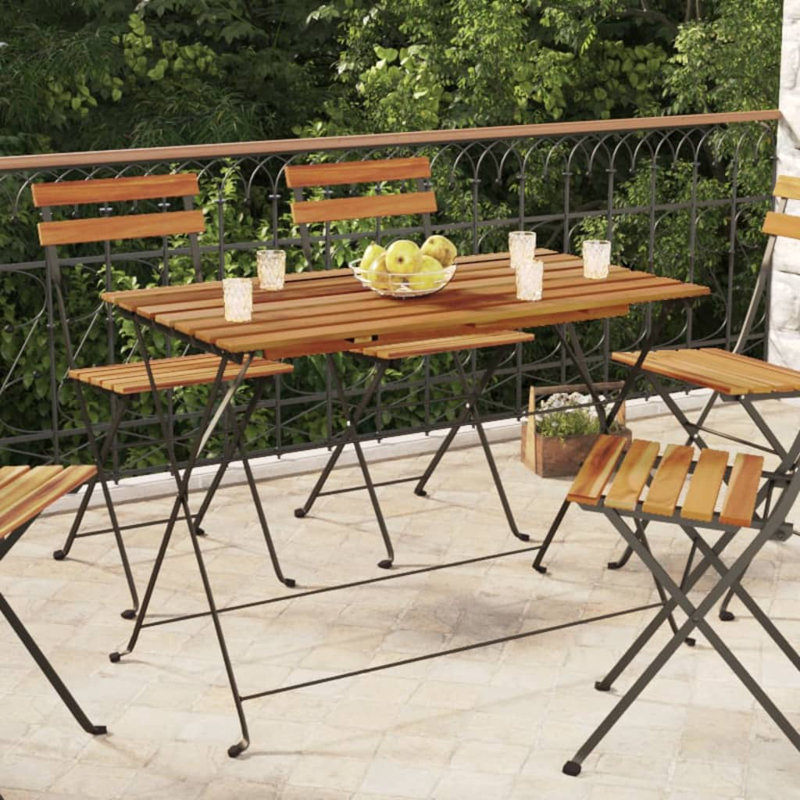 Graceland Rectangular Metal Folding Outdoor Bistro Table , 100cm cm W 54cm cm D, Black