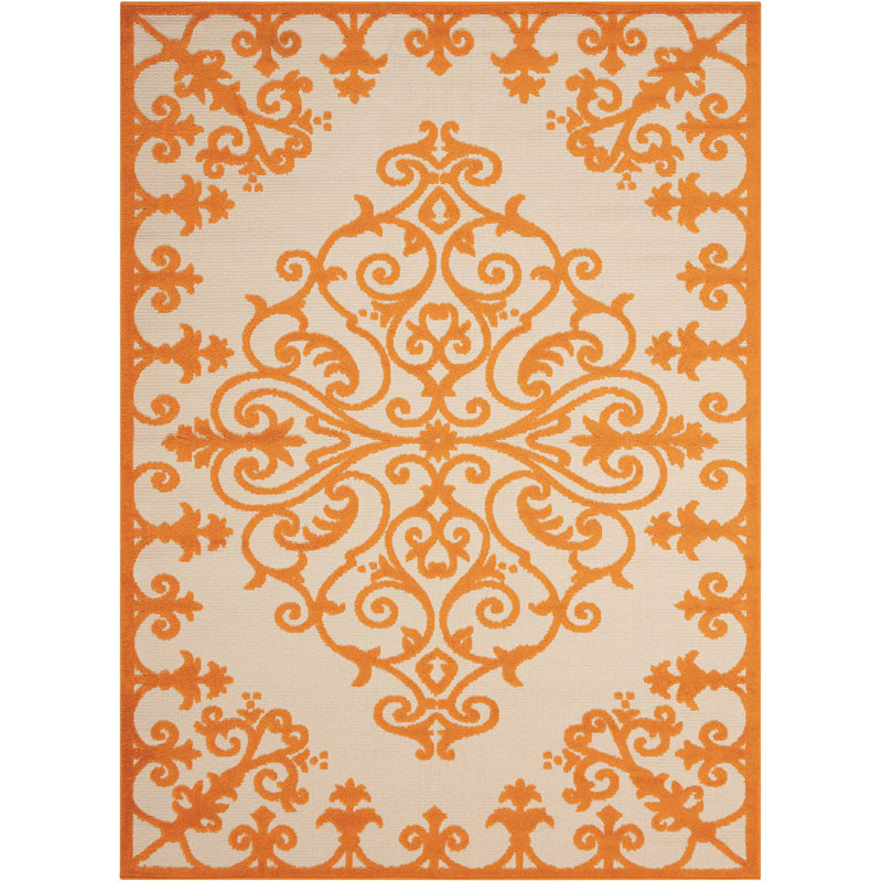 Tapis orange Newton Ikat, Rectangle 7 pi 10 po x 10 pi 6 po