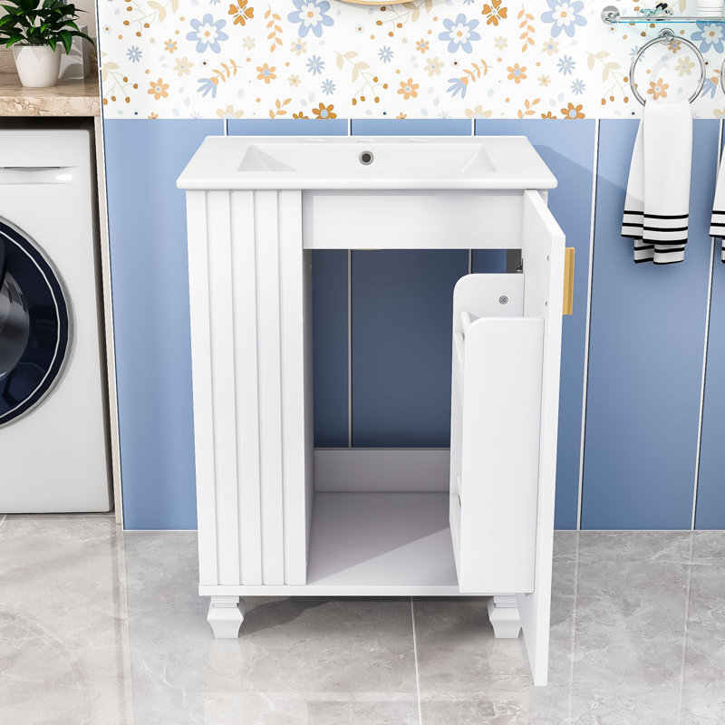 Ensemble de meuble-lavabo élégant avec lavabo durable, portes à fermeture douce, Blanc