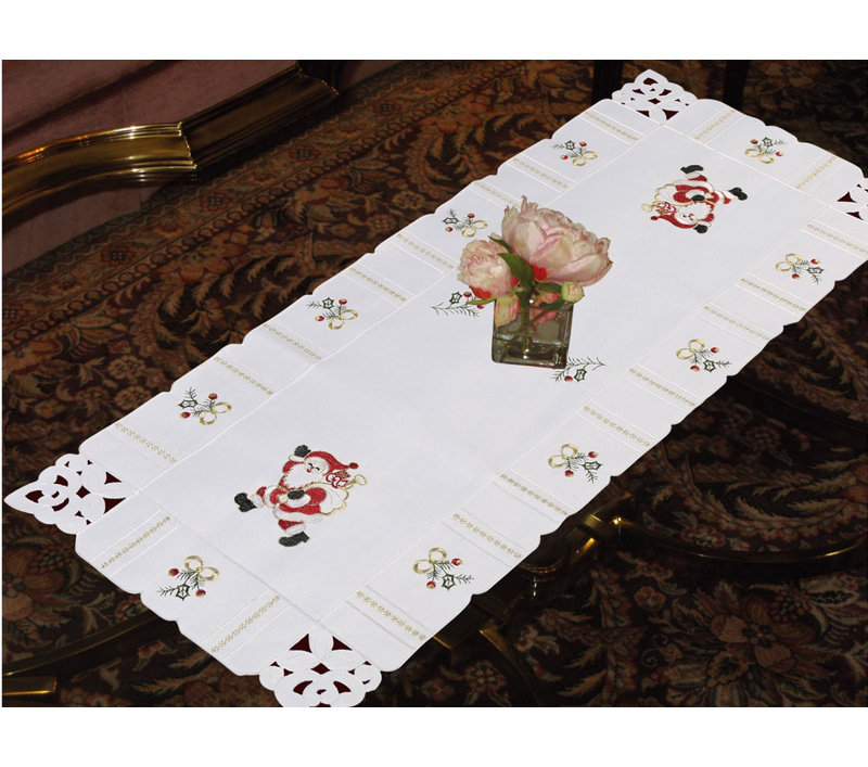 Chemin de table père noël Pulver, Blanc, L 54 po x l 14 po