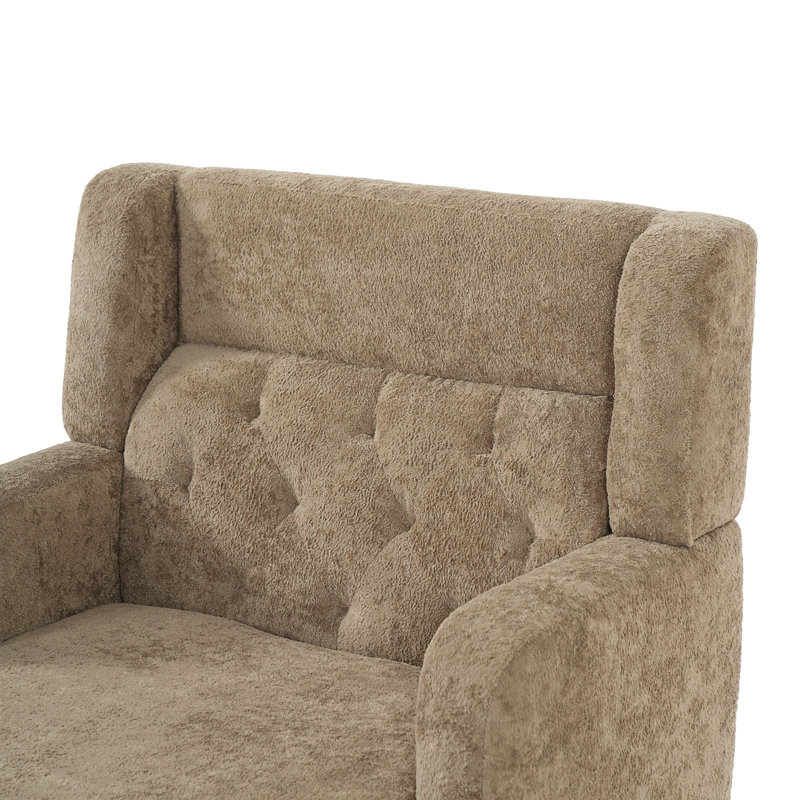 Chaise d'appoint rembourrée et rembourrée, Tissu brun moelleux