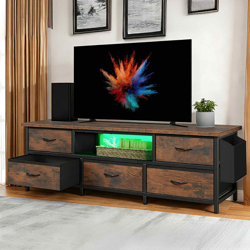  TV Stand For Tvs Up To With 5-Drawer, 50cm H x 145cm W x 35cm D, Brown