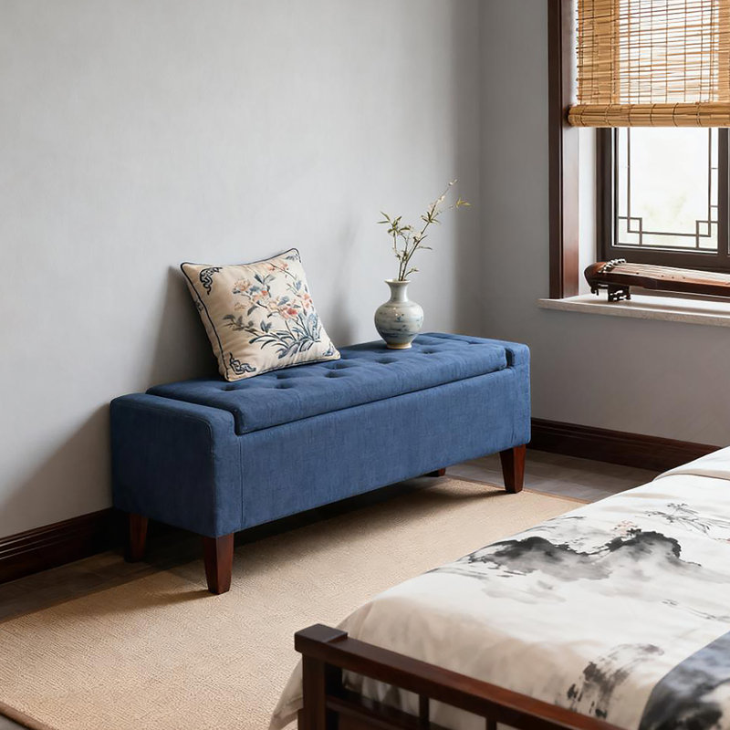 Banc de rangement avec repose-pieds, banc d'entrée rembourré avec siège, avec plateau relevable et pieds en bois d'hévéa