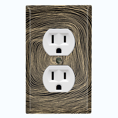 Metal Light Switch Plate Outlet Cover (Abstract Swirl Art Gray - Single Duplex)