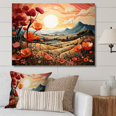 «Countryside Red Poppy Field VI», reproduction d'art sur toile