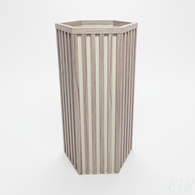 Hexagon Column Planter SM - Grey Brown, H 30,33 po x l 16,58 po x P 14,38 po, Brun cendré