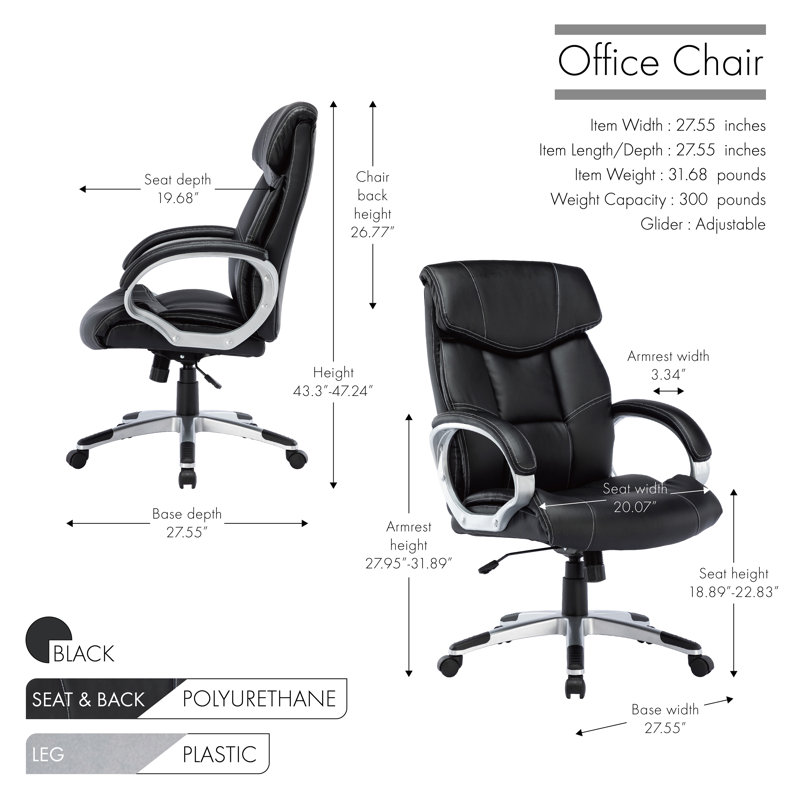 Fauteuil de direction Kalev, Noir