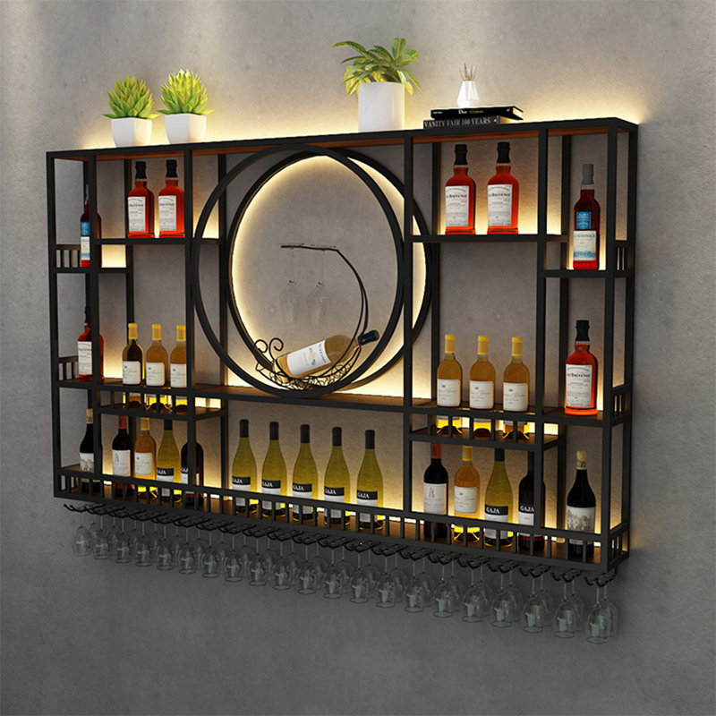 Casier à  vin mural Circle, H 47,2 po x l 118,1 po x P 7,8 po, Noir, noir, noir, noir