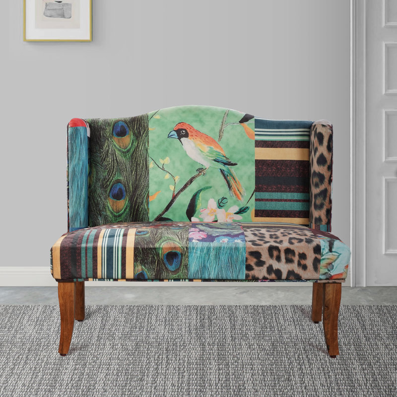 Vesta Bird Collage Print Settee, Multicolor
