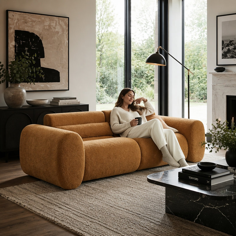Canapé 79 po 79 po, Chenille brun clair