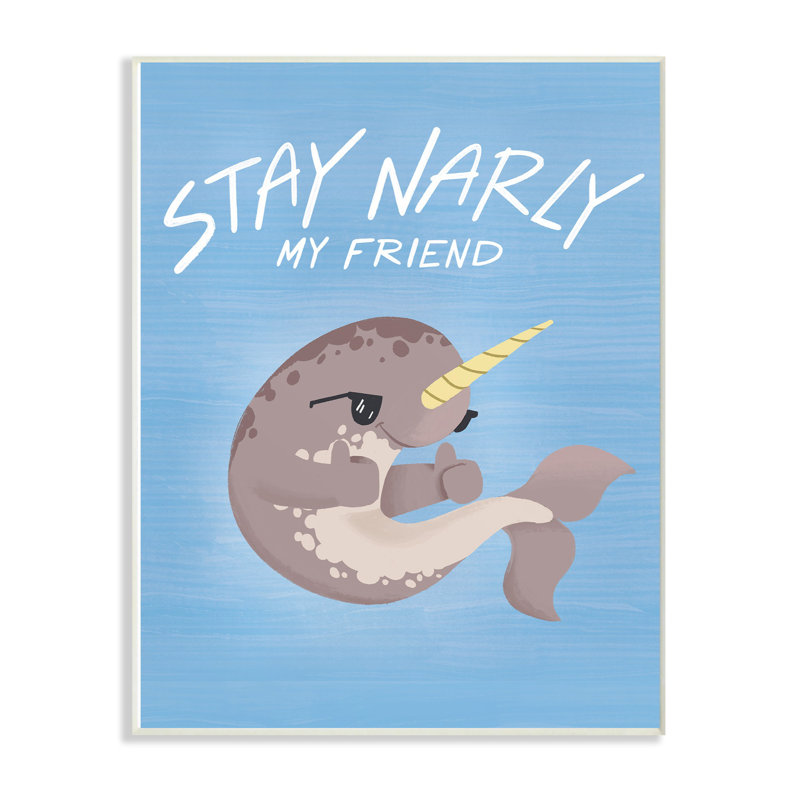 Art bleu narwhal fun the tablier early, Plaque murale, H 10 po x l 15 po x P 0,5 po