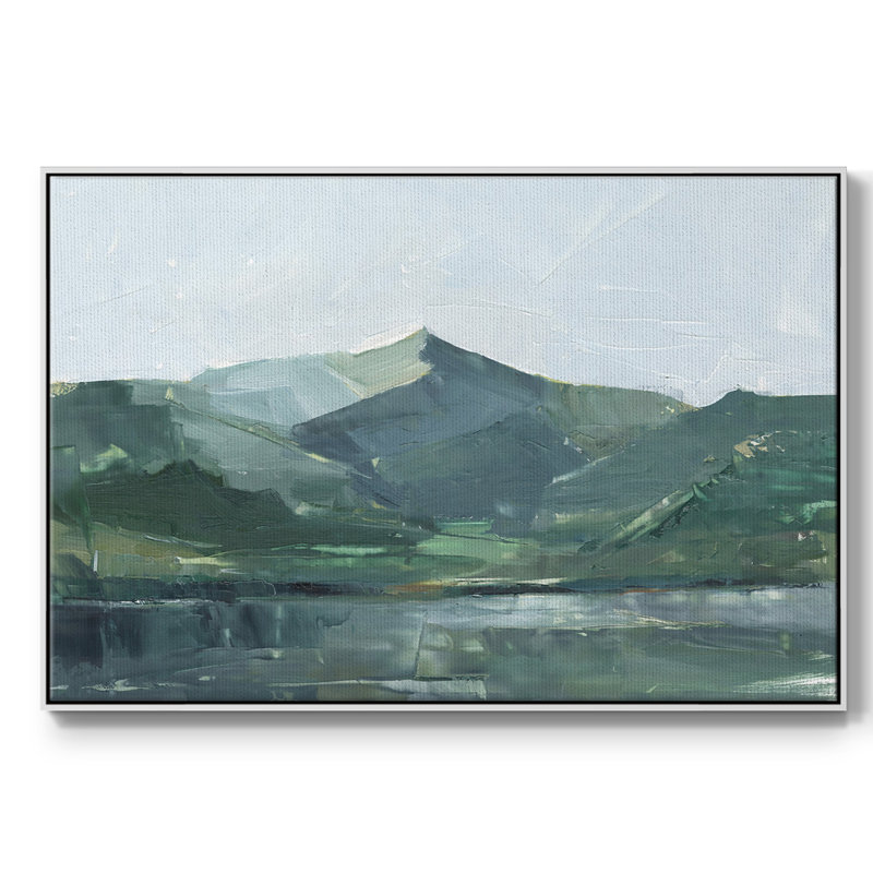 Green Grey Mountains I, reproduction d'art sur toile, H 17 po x l 25 po x P 2 po, Blanc