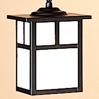 Lanterne suspendue d'extérieur 1 lumière Hylan, H 10,25 po x l 7,25 po / vide, Noir satiné, Brun clair