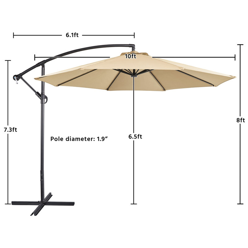 Parasol suspendu d'extérieur 10 pi Brunet, Tanné