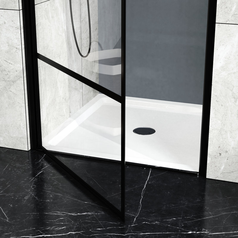 Base de douche à drain centré 36 po x 36 po, blanc, robuste, carrelage intégré, finition lisse et facile à nettoyer, base blanche, drain, seuil simple, acrylique, coffre-fort