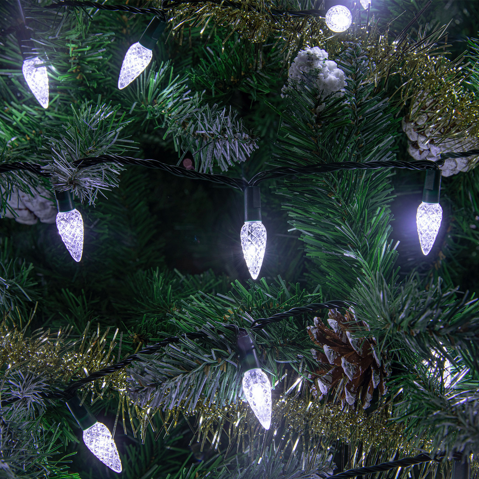 66' C6 LED Christmas String Lights, Cold White