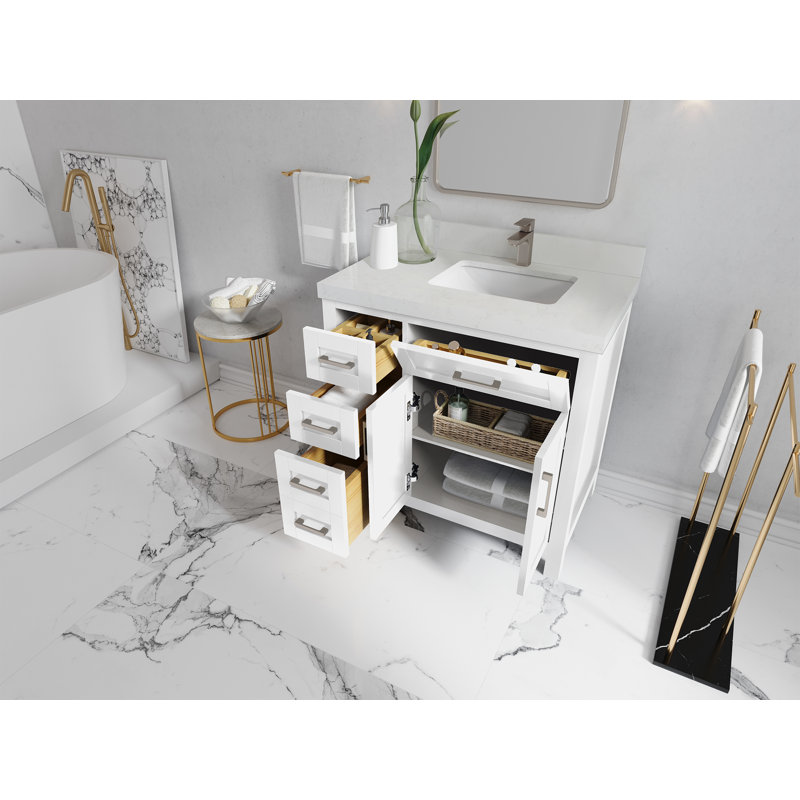 Ensemble de meuble-lavabo simple 36 po Gonneke, Marbre de Carrare