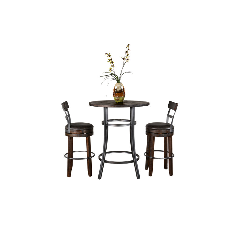 Sunny Designs Metal Frame Pub Set, 3 Pieces: Table, 2 Chairs