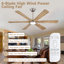 Ventilateur de plafond 6 pales en bois massif avec lumière DEL et télécommande Modern-1455755810-1455755811-1455755814