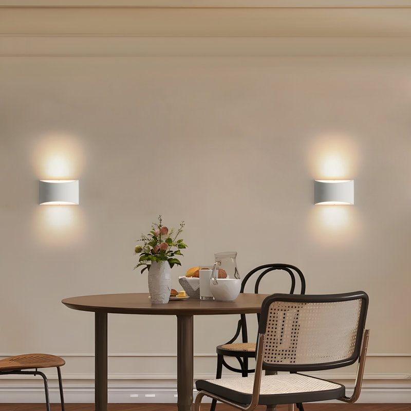 20cm Geometric White Gypsum Wall Lights（set of 2)