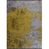 Rapture Gray/Yellow Abstract Luxury Area Rug
