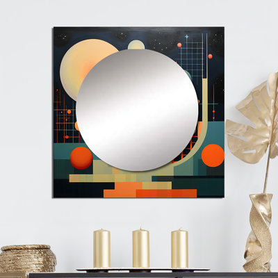 Degolier - Grand miroir carré Mid-Century pour décoration murale