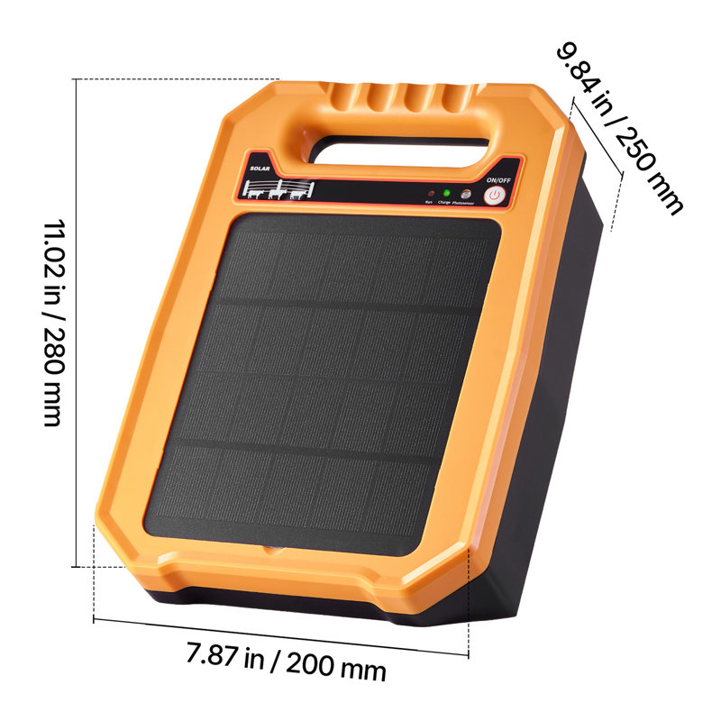 Solar-Powered Fence Charger, 0.3J 8 kV Electric Fence Energizer, 1.86-Mile Coverage, Durable and Weather-Resistant, 7-Day Operation, Ideal for Livestock, Poultry, and Garden Security