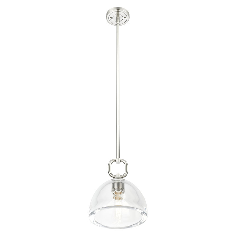 Downtown Urban - Hudson - Mini-luminaire suspendu 1 tige avec abat-jour dôme 8 ", Nickel satiné