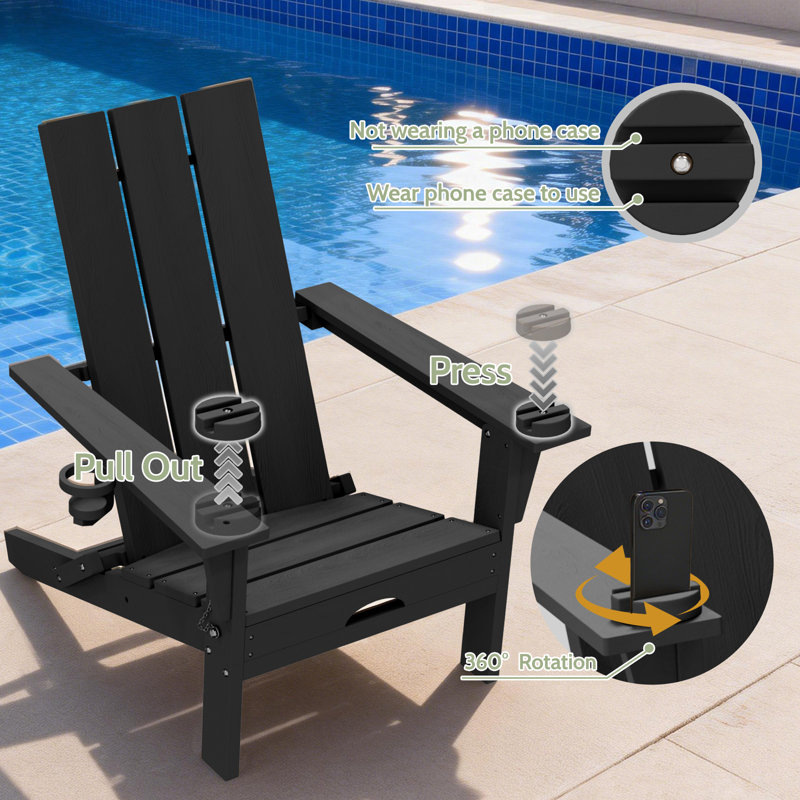 Outdoor Folding Adirondack Chair , Black