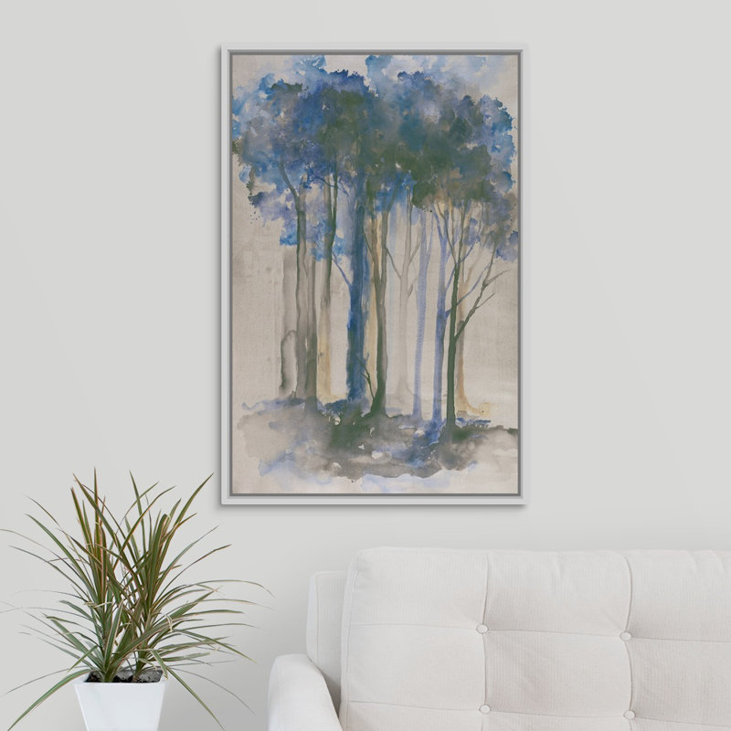 «Stand in View II», peinture sur toile, H 31,7 po x l 21,7 po x P 1,75 po, Cadre flottant blanc