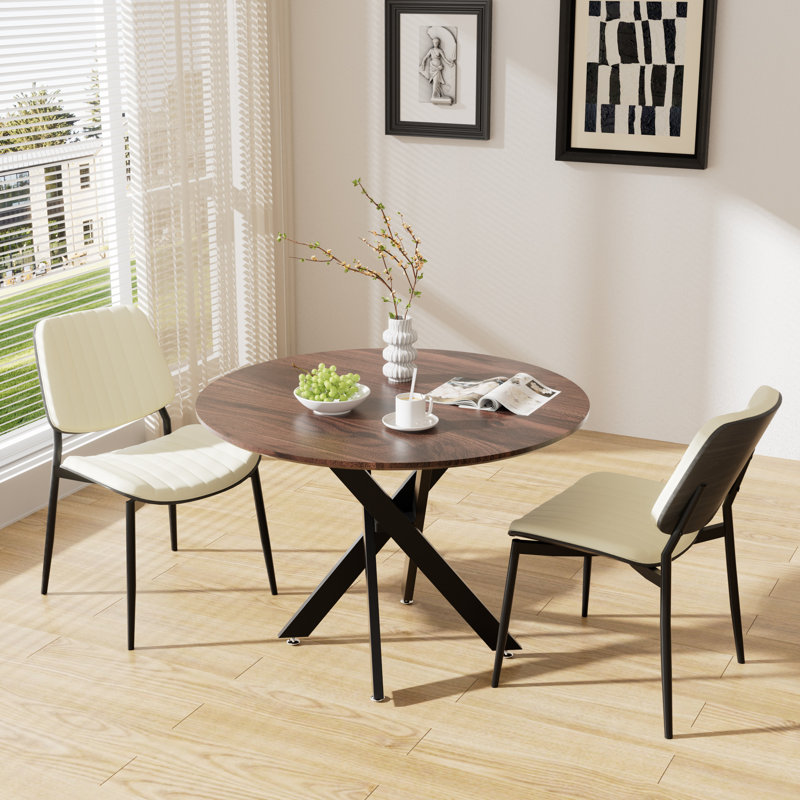 Ensemble de table de salle à manger rond en bois, 3, Blanc