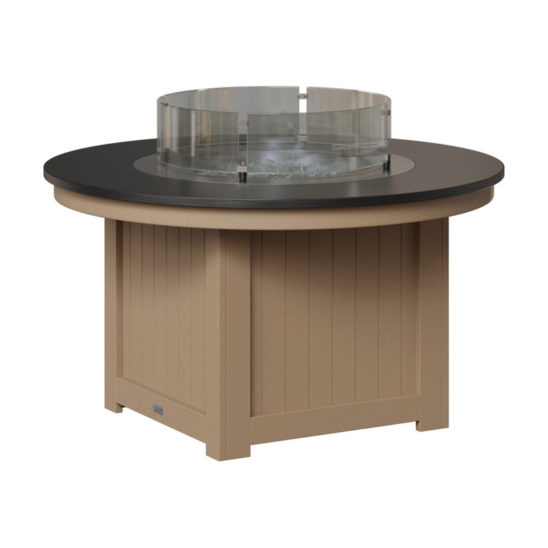 Foyer de table rond Berlin Gardens Donoma, H 25 po x l 44 po x P 44 po, Plateau martelé noir avec base en bois vieilli