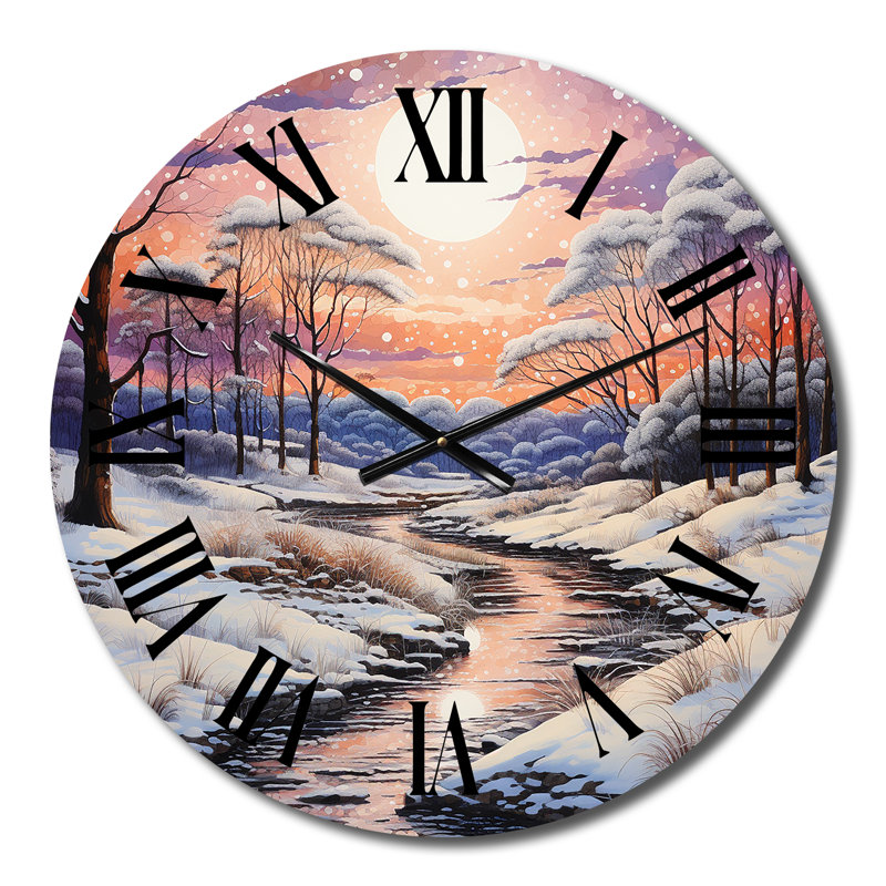 Horloge murale Winter River At Night II, Petit