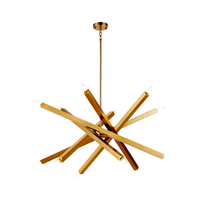 Luminaire lustre 12 lumières Spoutnik polyvalent en laiton 12 lumières 39 pouces