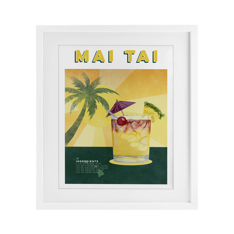 «Tropical Mai Tai», reproduction encadrée sous verre, conception de Brett Blumenthal, H 16 po x l 13 po, Cadre blanc côtier