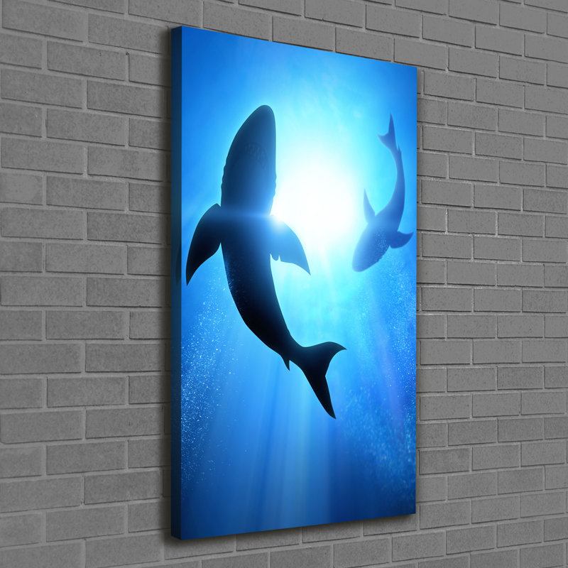 Silhouettes Of Sharks - Wrapped Canvas Print