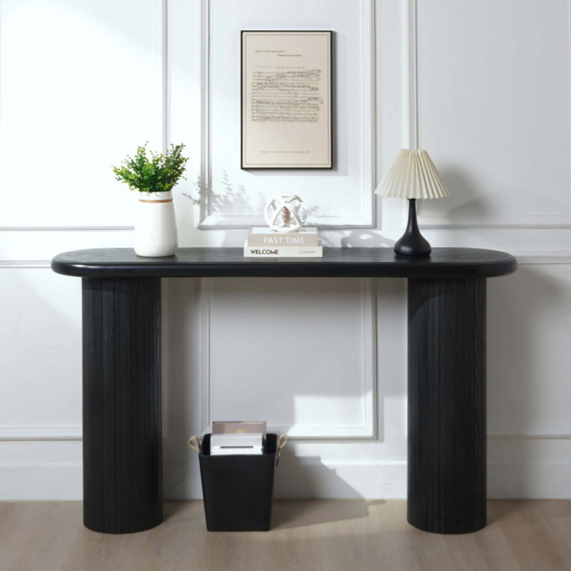 Console en bois, console moderne, table d'entrée cannelée, table d'entrée avec console étroite
