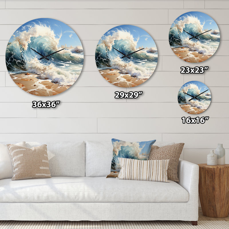 Horloge murale en métal Beach Photo Coastal Symphony, Moyenne