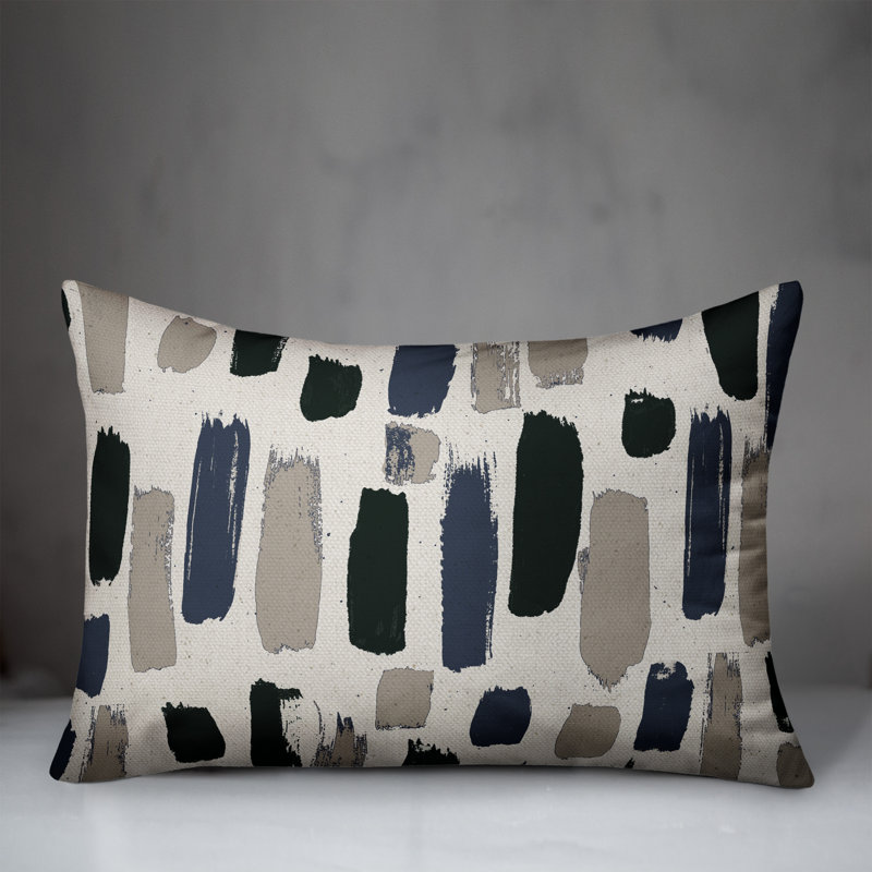  Housse et insert de coussin d'extérieur Paint Strokes, Noir / Bleu