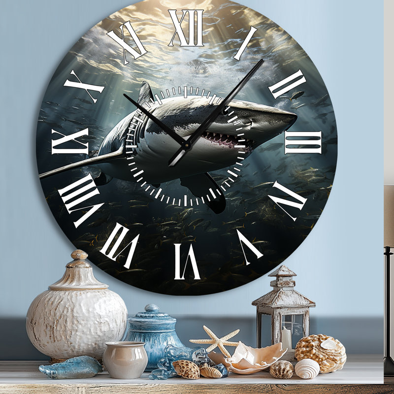 Horloge murale requin gris The Majesty - Animaux, Grand