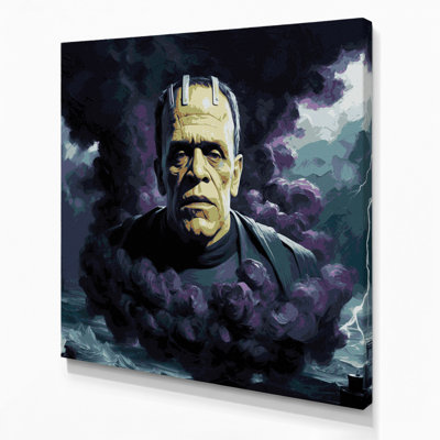 Halloween Frankensteins monster Gray Canvas Wall Art