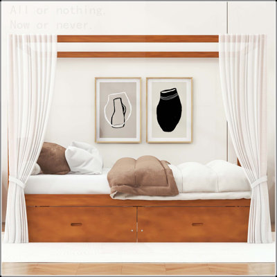 Wooden Canopy Bed with Storage Drawers